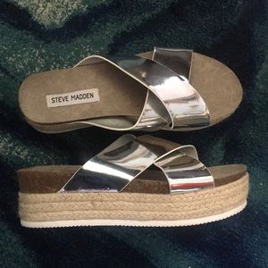 Steve Madden metallic platform sandals